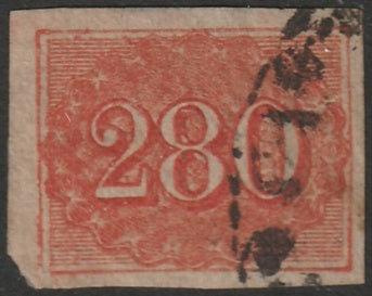 Brazil 1861 Sc 39 used clipped corner