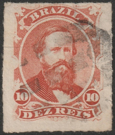 Brazil 1877 Sc 61 used small thins crease