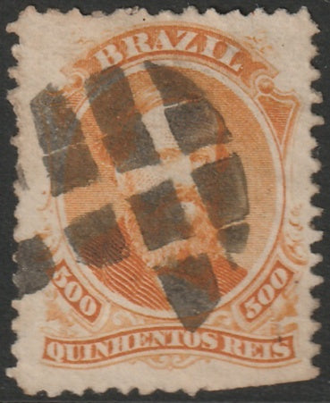 Brazil 1866 Sc 60 used trimmed right bottom