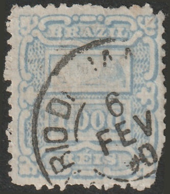 Brazil 1888 Sc 98 used torn corner Rio de Janeiro cancel