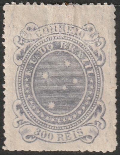 Brazil 1890 Sc 104b MH* repaired thin at top grey blue