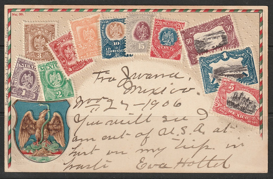 Mexico 1906 Sc 305 philatelic postcard from Tijuana to Tom's Brook, VA USA