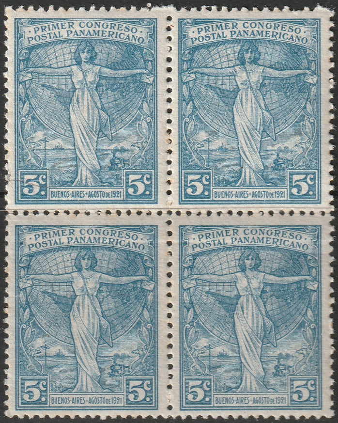 Argentina 1921 Sc 287 block MNH** crease