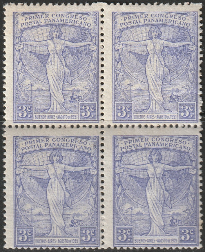 Argentina 1921 Sc 286 block MNH** crease