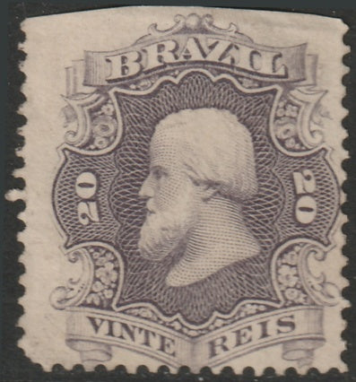 Brazil 1866 Sc 54a MNG(*) dull violet trimmed at top