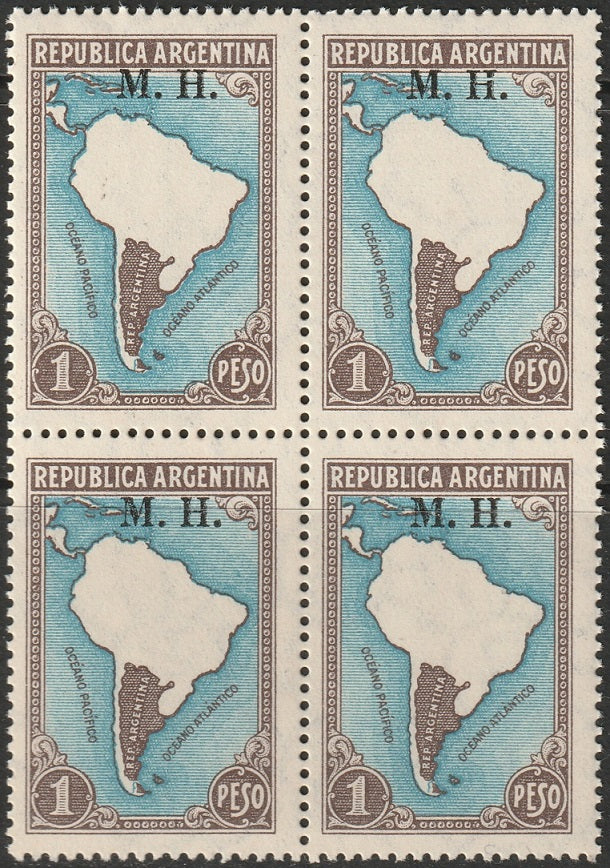 Argentina 1937 Sc OD145 block MNH**