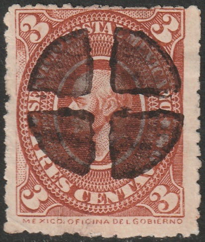 Mexico 1885 Sc 167 used cork cancel large thin