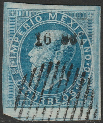 Mexico 1867 Sc 32 used "16 867" (Guadalajara) overprint tiny thin