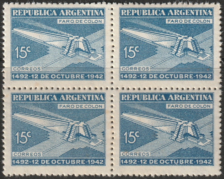 Argentina 1942 Sc 504 block MNH** toning spots