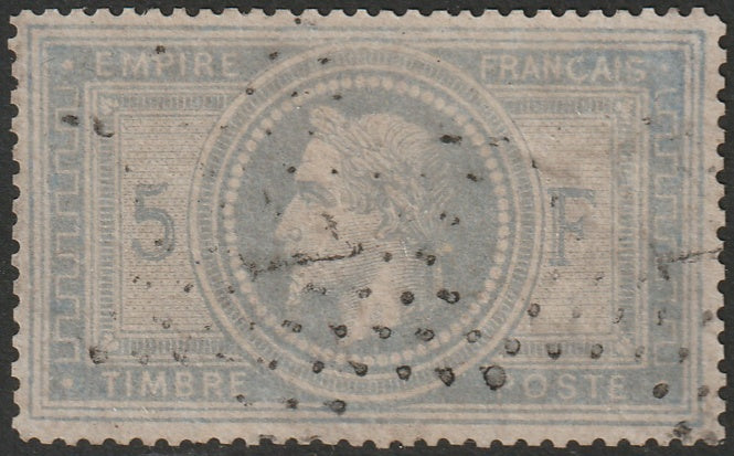 France 1869 Sc 37c used appears rebacked bluish grey