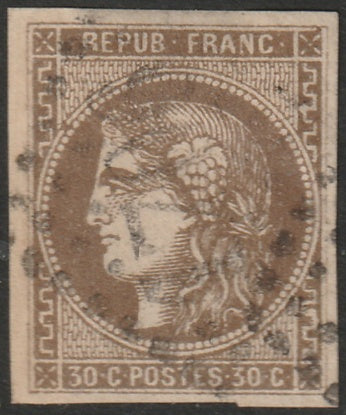 France 1870 Sc 46 used "1706" (Granville) GC cancel good margins