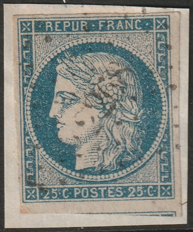 France 1850 Sc 6b used "2268" (Nevers) PC cancel on piece