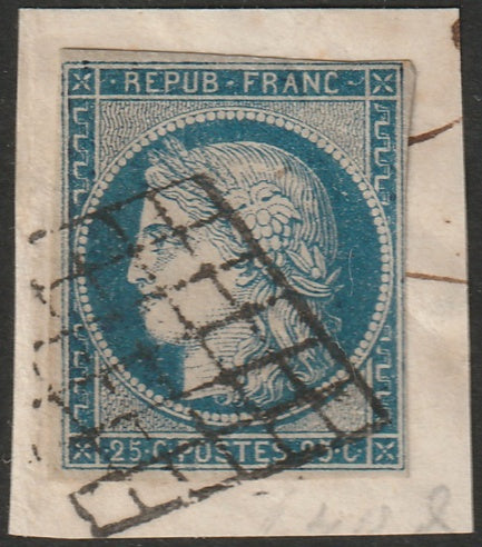 France 1850 Sc 6 used grille cancel on piece