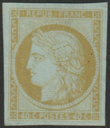 France 1849 Ceres 40c essay MNG(*) yellow on greenish