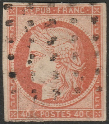 France 1850 Sc 7 used gros points cancel signed Diena
