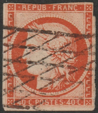 France 1850 Sc 7a used grille sans fin cancel