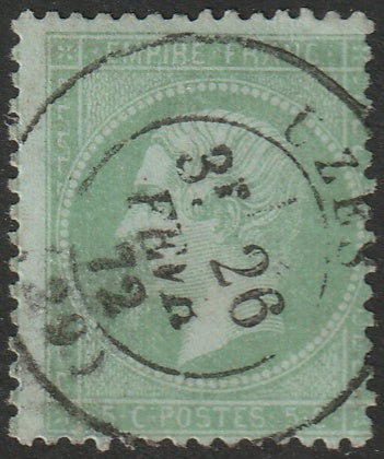 France 1871 Sc 24 used Uzes cancel