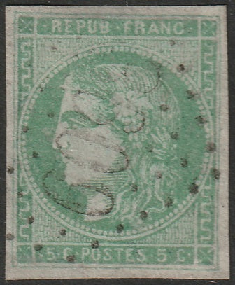 France 1870 Sc 41 used "3609" (St Gaultier) GC cancel pale green