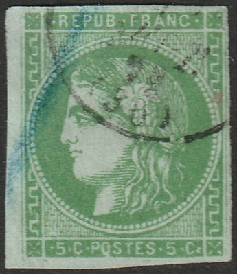 France 1870 Sc 41 used faulty large corner thin