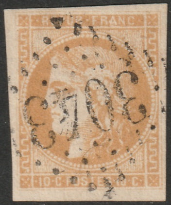 France 1870 Sc 42a used "3043" (Le-Puy-en-Velay) GC cancel