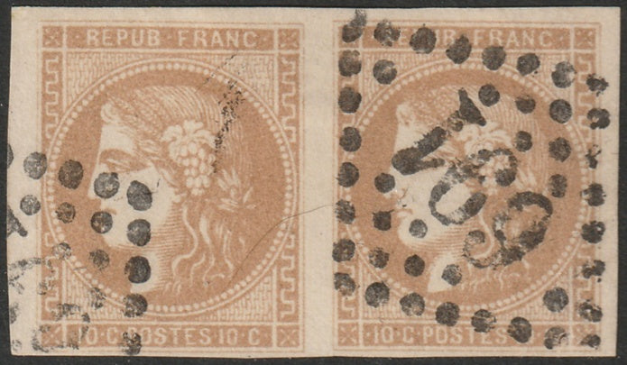 France 1870 Sc 42 pair used "691" (Caen) GC cancel