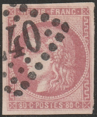 France 1870 Sc 48 used "x240" GC cancel pale rose