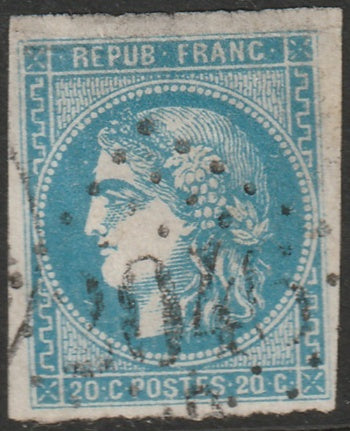 France 1870 Sc 45 used "2046" (Lille) GC cancel