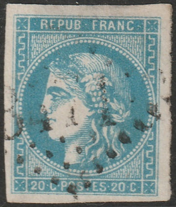 France 1870 Sc 45 used "3471" (Surgeres) GC cancel hinge thin