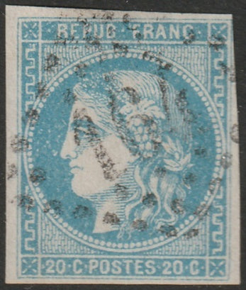 France 1870 Sc 45 used "164" (Arles-sur-Rhone) GC cancel