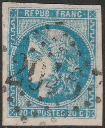 France 1870 Sc 45 used "2046" (Lille) GC cancel