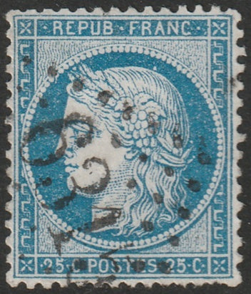 France 1871 Sc 58 used "6315" (Lille Quartier Place-St-Kartin) GC cancel