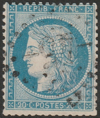 France 1870 Sc 57 used "45" (Ajaccio) GC cancel