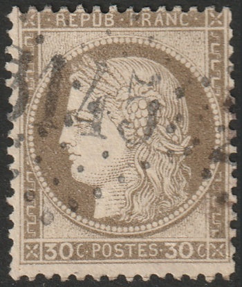 France 1872 Sc 62 used "3145" (Riom-ès-Montagnes) GC cancel