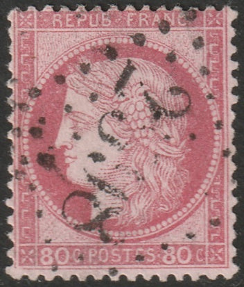 France 1872 Sc 63 used "2298" (Pougues-les-Eaux) GC cancel