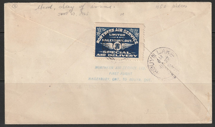 Canada 1925 Sc CL5 Northern Air semi-official air post first flight cover