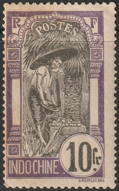 Indochina 1907 Sc 58 MH* toned/disturbed gum