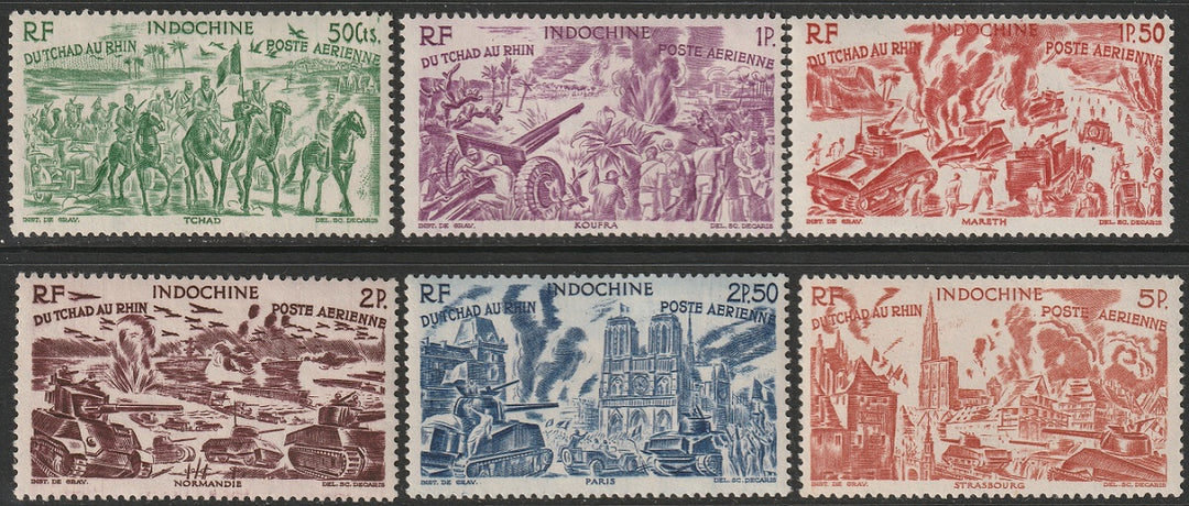 Indochina 1946 Sc C20-5 air post set MNH**