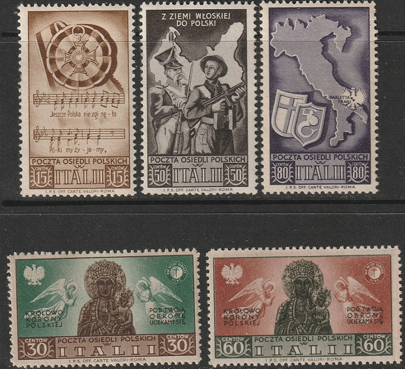 Italy 1946 Sa 18-22 Polish corps partial set MNH**