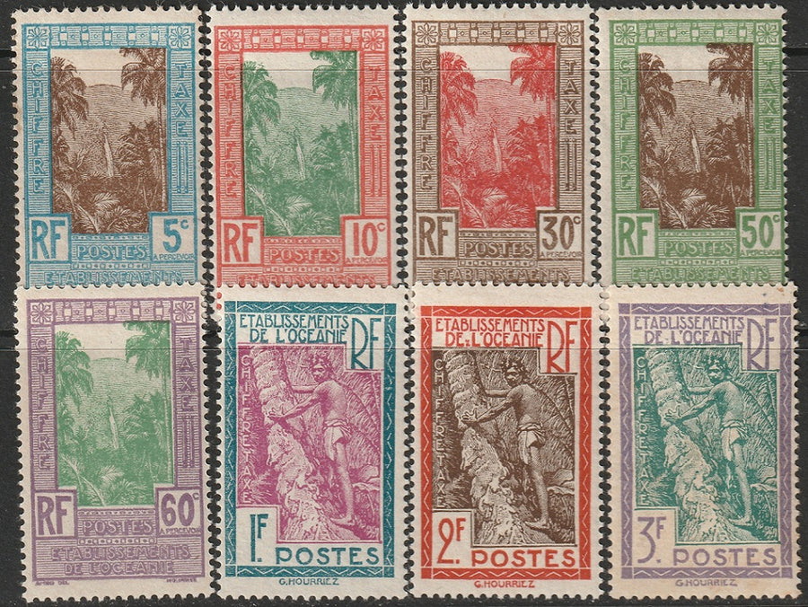 French Polynesia 1929 Sc J10-7 postage due set MH*