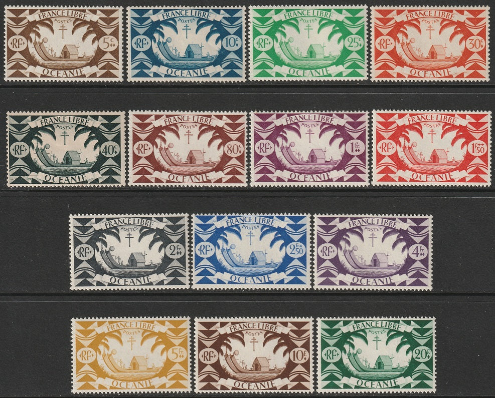 French Polynesia 1942 Sc 136-49 set MLH*