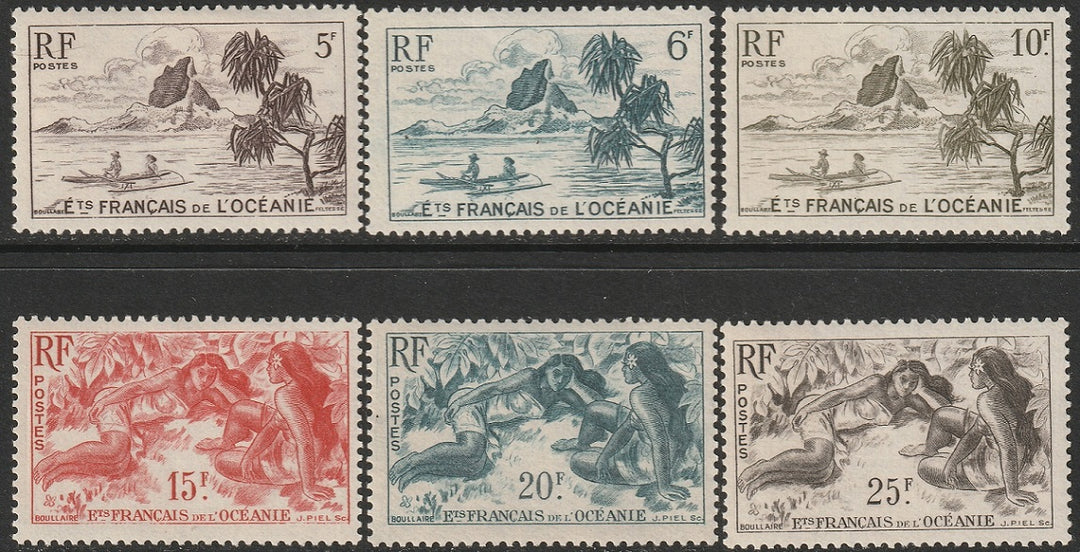 French Polynesia 1948 Sc 173-8 partial set high values MH*