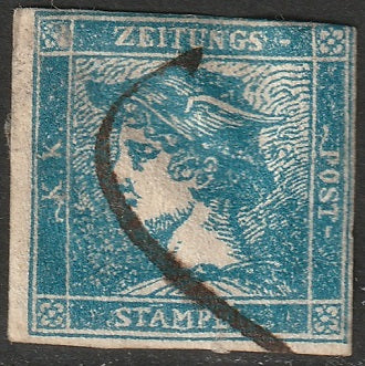 Austria 1851 Sc P1 newspaper used pen cancel type IIa