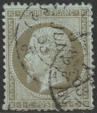 France 1862 Sc 22 used large thin at bottom