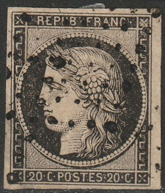 France 1849 Sc 3 used PC cancel large corner thin