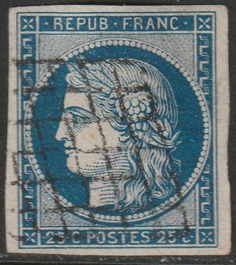 France 1850 Sc 6a used grill cancel corner thin