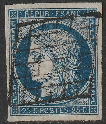 France 1850 Sc 6a used grille cancel thin