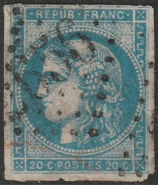 France 1870 Sc 44 used faulty "2656" (Nice) GC cancel