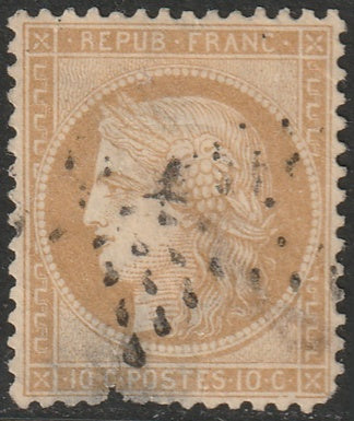 France 1870 Sc 54 used faulty large thin star cancel