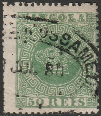 Angola 1880 Sc 6b used perf 13.5 trimmed perfs