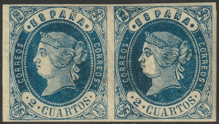 Spain 1862 Sc 55 pair MH* some gum crazing